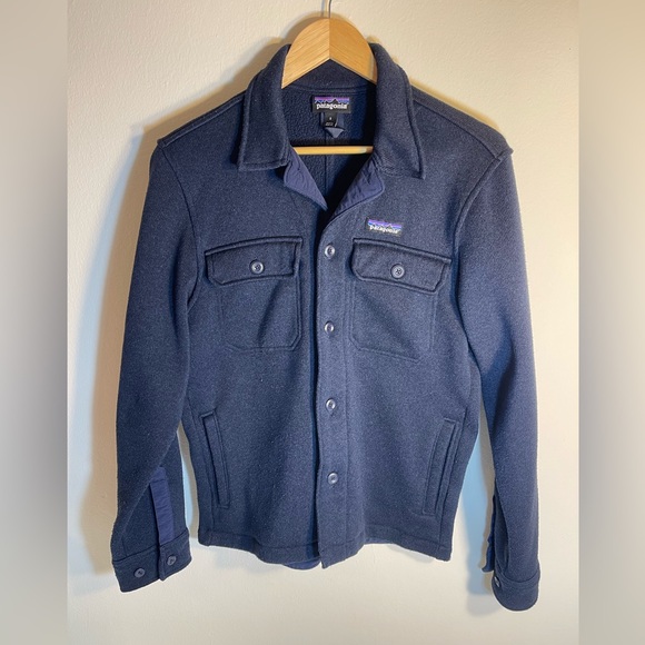 Patagonia Better Sweater Shirt Jacket Small Navy Blue Outdoors Stained - Picture 1 of 12